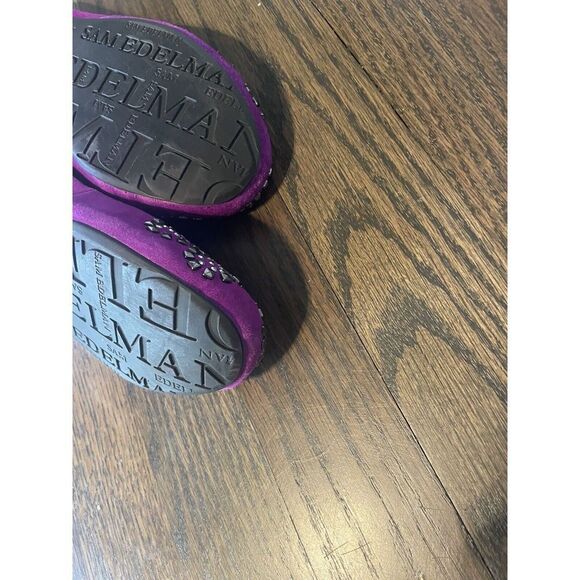 Sam Edelman Charleen Ballet Flats Shoes 6 M Studded Leather Suede Fuchsia - Picture 8 of 11